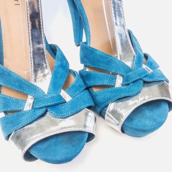 Madden Girl Hopeee Teal/Silver T-Strap Pump Sz 10 - Picture 6 of 11